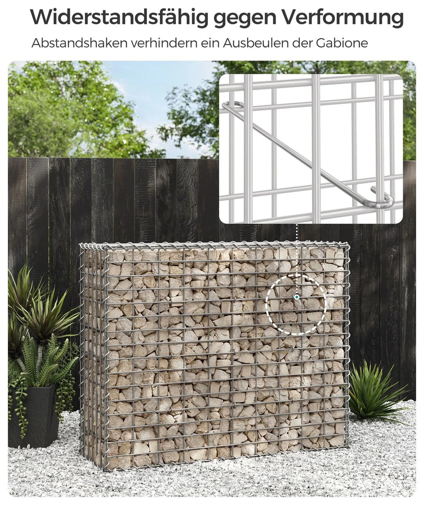 Cesto de gabião 100 x 80 x 30 cm conjunto 1 Peça prata
