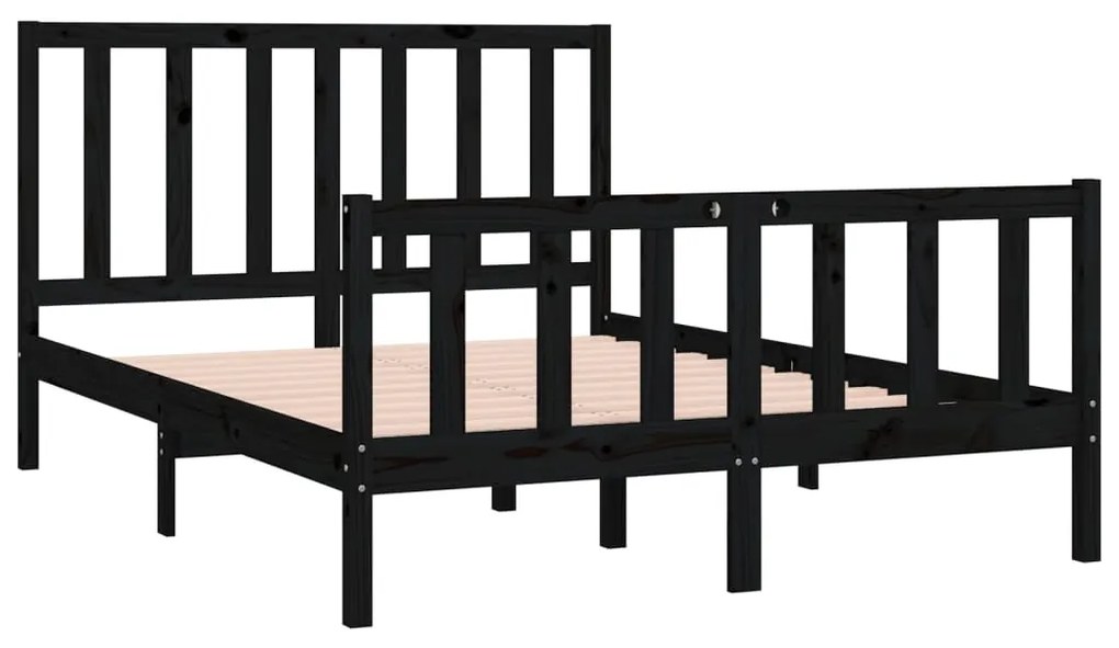 Estrutura de cama 140x190 cm madeira maciça preto