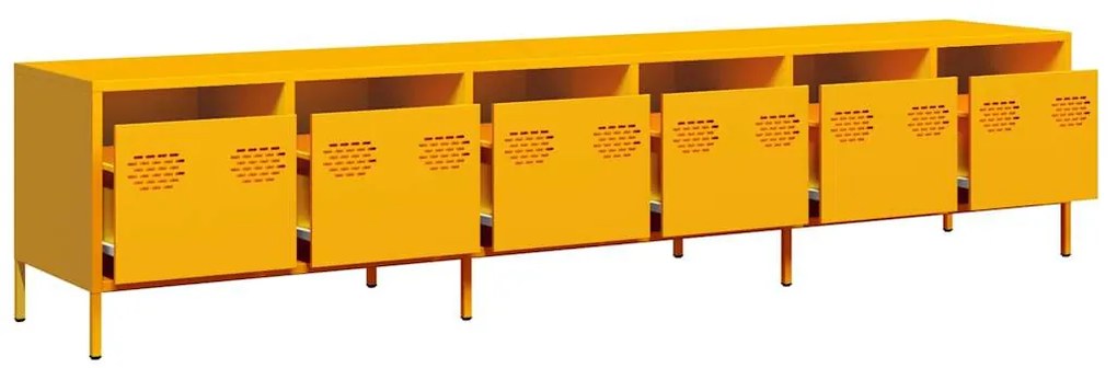 Móvel de TV 202x39x43,5 cm aço laminado a frio amarelo mostarda