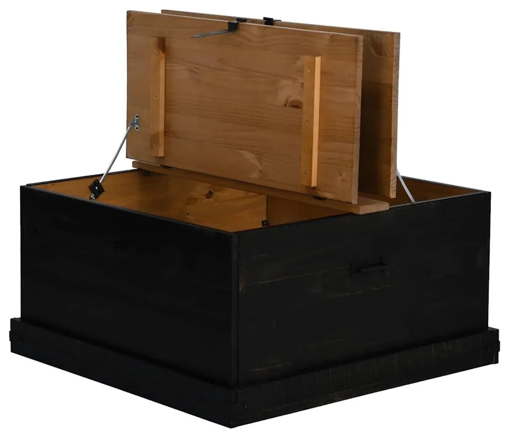 Caixa de arrumação HALDEN 91x91x47 cm pinho maciço preto