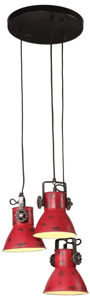 vidaXL Candeeiro suspenso 25 W 30x30x100 cm E27 vermelho desgastado