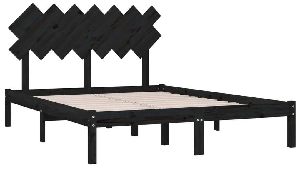 Estrutura de cama 140x190 cm madeira maciça preto