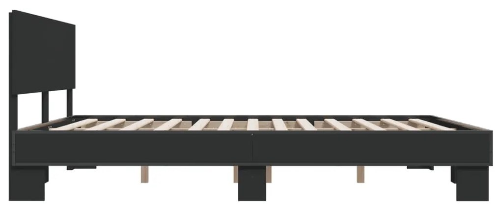Estrutura de cama 200x200 cm derivados de madeira/metal preto
