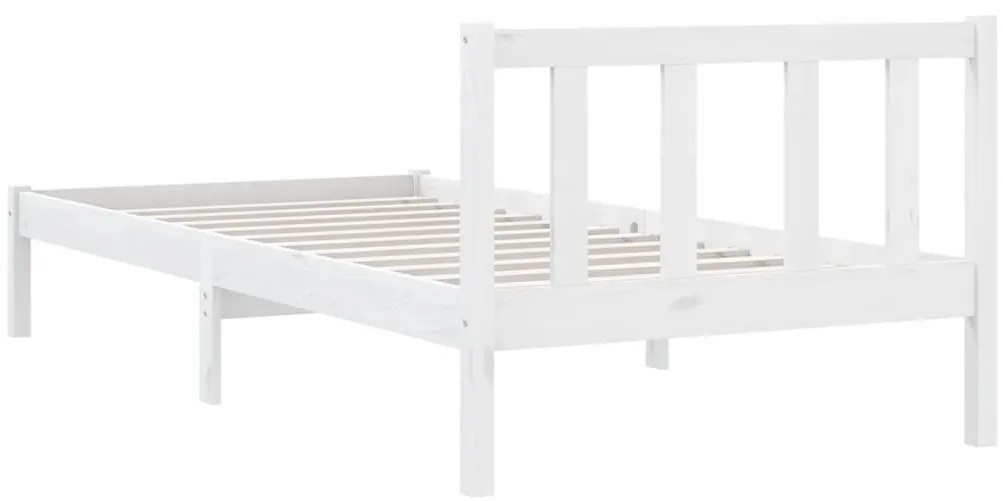 Estrutura de cama 100x200 cm madeira pinho maciço branco