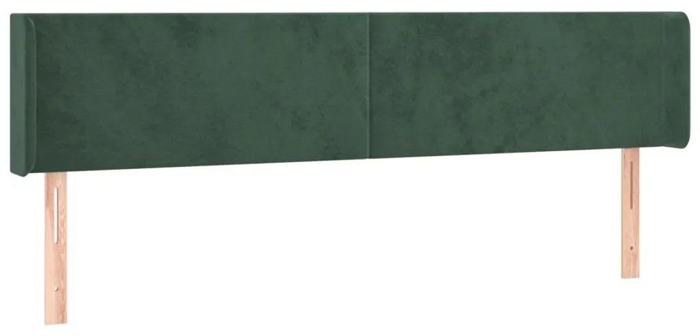 Cabeceira cama c/ luzes LED veludo 183x16x78/88 cm verde-escuro