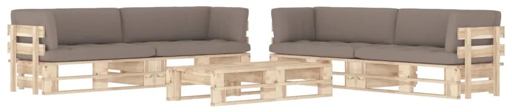 vidaXL 6 pcs conj. lounge paletes c/ almofadões pinho impregnado