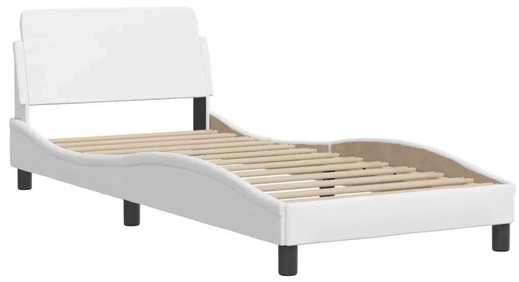 Cama com colchão 90x200 cm couro artificial branco