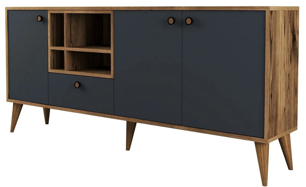Console Napoli – Anthracite e Nogueira – 180x81x35 cm