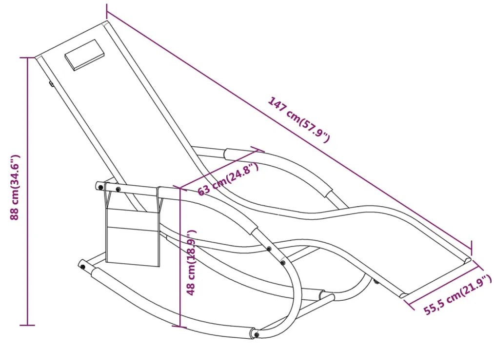 Espreguiçadeiras baloiço 2 pcs aço e textilene preto