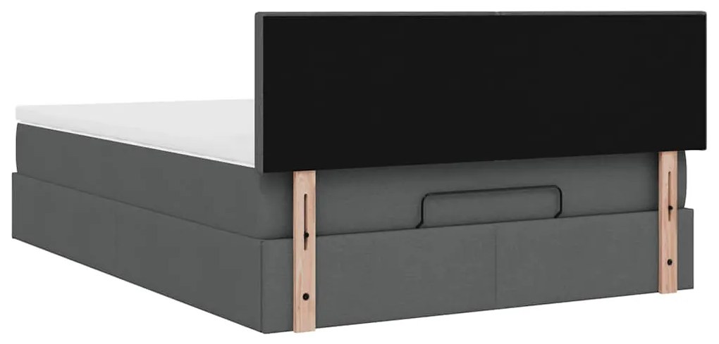 Cama otomana com colchão 140x200 cm tecido cinzento escuro