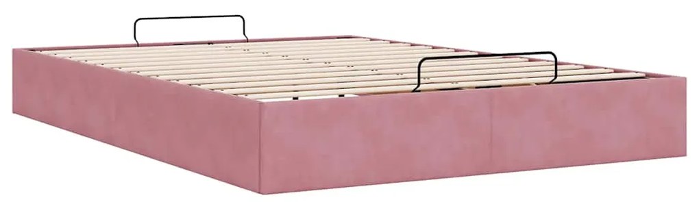 Estrutura de cama otomana sem colchão 140x190 cm veludo rosa