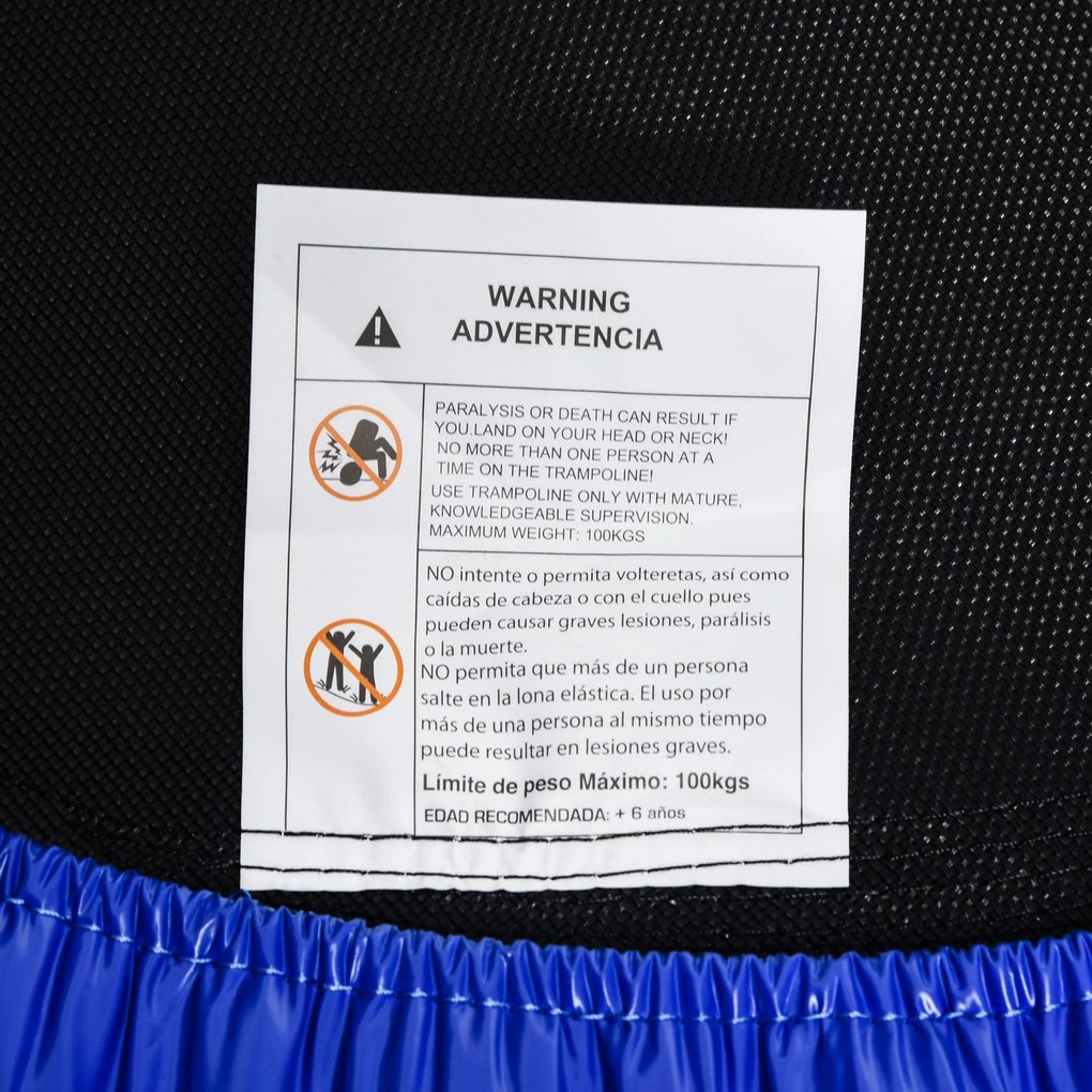 HOMCOM Cama Elástica Fitness Ø100cm Trampolim de Aço com 36 Molas com Protetor de Borda Incluido para Treinamento Interior Carga 100kg Preto e Azul