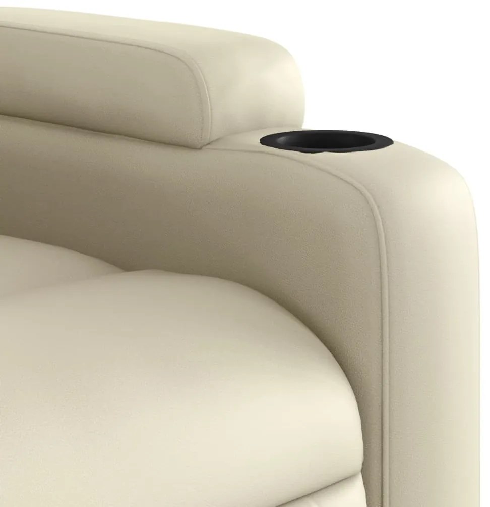 Poltrona reclinável couro artificial cor creme