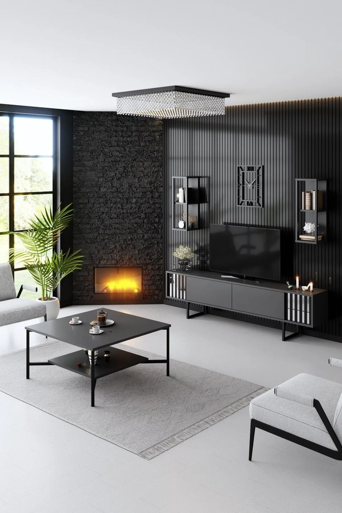 Mesa de Centro Black Line – Antracite – 80x80x40 cm