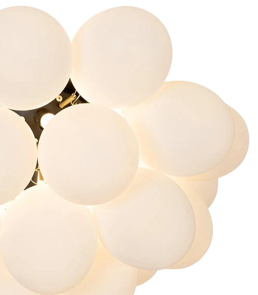 LED Plafon Inteligente Preto com Vidro Opalino 6-Luzes Incl. 6 Wifi G9 - Uvas Design