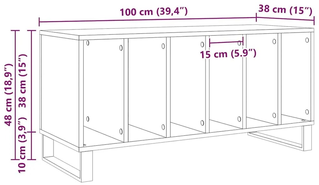 Armário de Registro vidaXL Madeira Antiga 100x38x48 cm Madeira de Enge