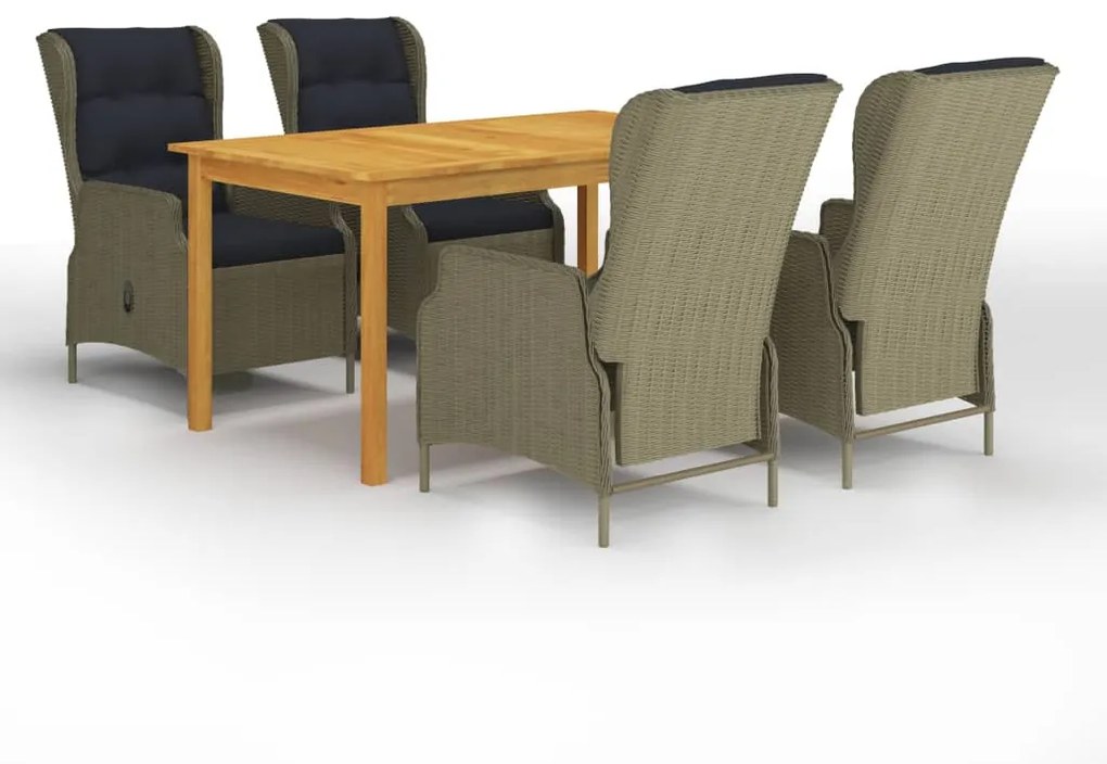 vidaXL 5 pcs conjunto de jantar para jardim castanho