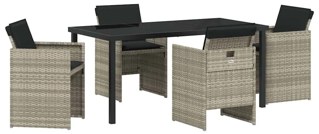 Conjunto de Jantar para Jardim com 5 Peças , Almofadas Cinza Claro, Ra