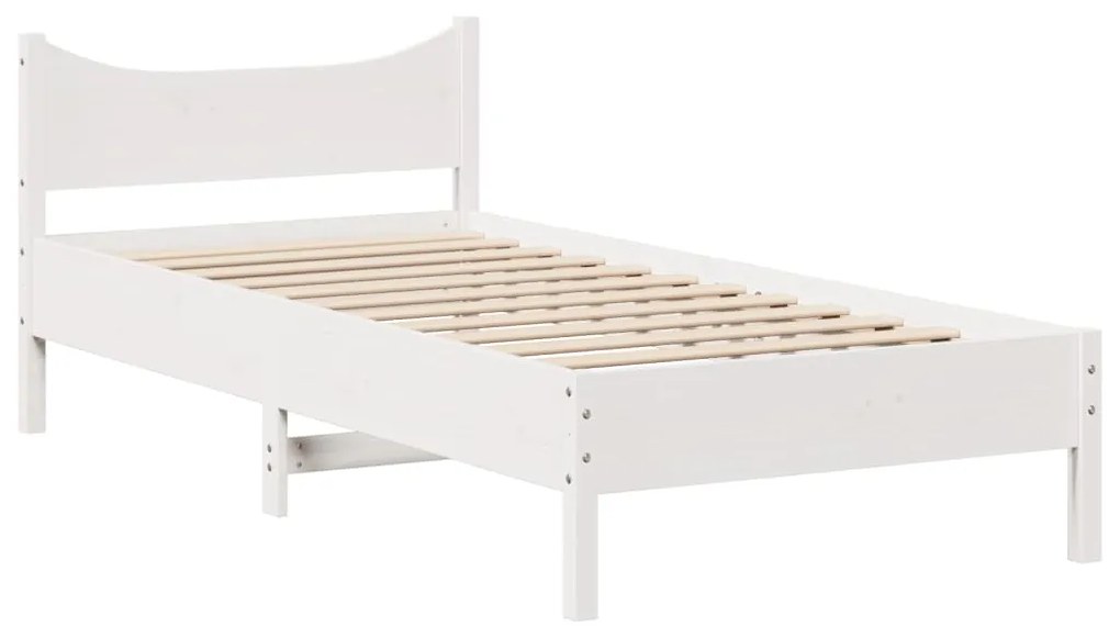 Cama sem colchão 90x200 cm madeira de pinho maciça branco