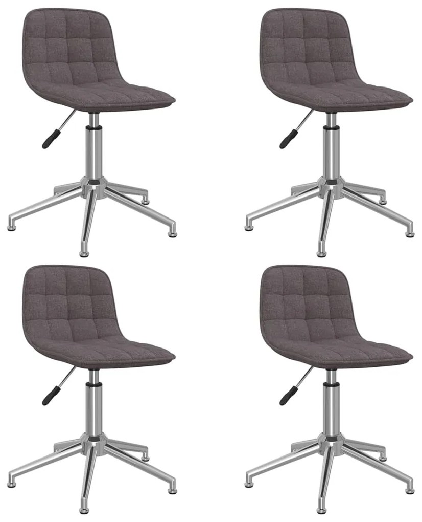 vidaXL Cadeiras de jantar giratórias 4 pcs tecido cinzento-acastanhado