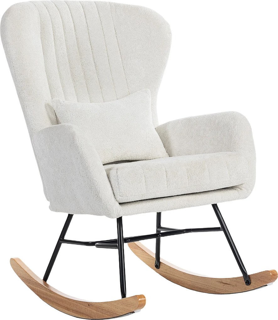 HOMCOM Poltrona de Balanço com Almofada Assento Estofado Encosto Alto 67x88x104 cm Branco | Aosom Portugal