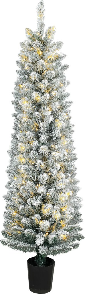 Árvore de Natal Nevada com 150 Luzes LED 150 cm 8 Modos 250 Pontas Verde e Branco