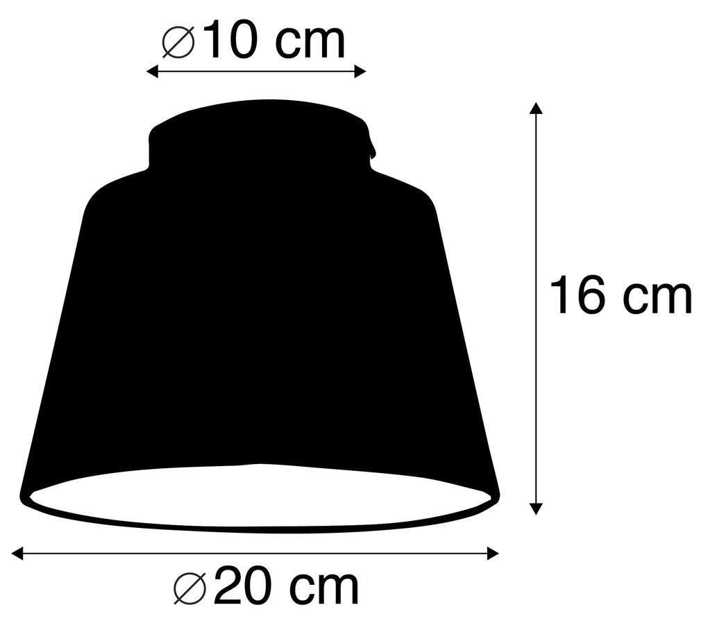 Candeeiro de teto com abajur de algodão preto com dourado 20 cm - Combi Preto Clássico / Antigo