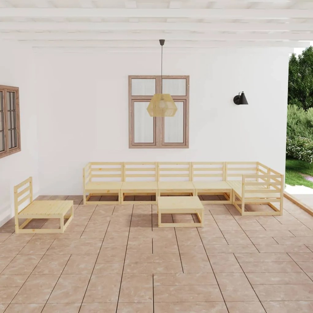 vidaXL 8 pcs conjunto lounge de jardim pinho maciço