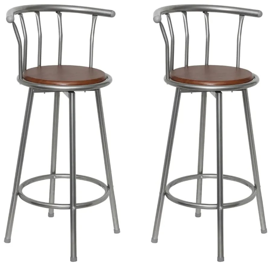 vidaXL Bancos de bar 2 pcs castanho aço