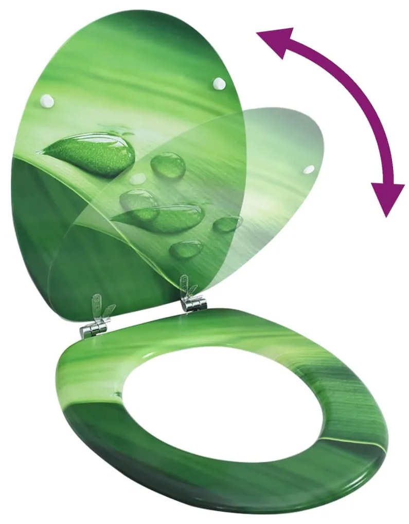 Assento sanita c/ tampa MDF design gotas de água verde