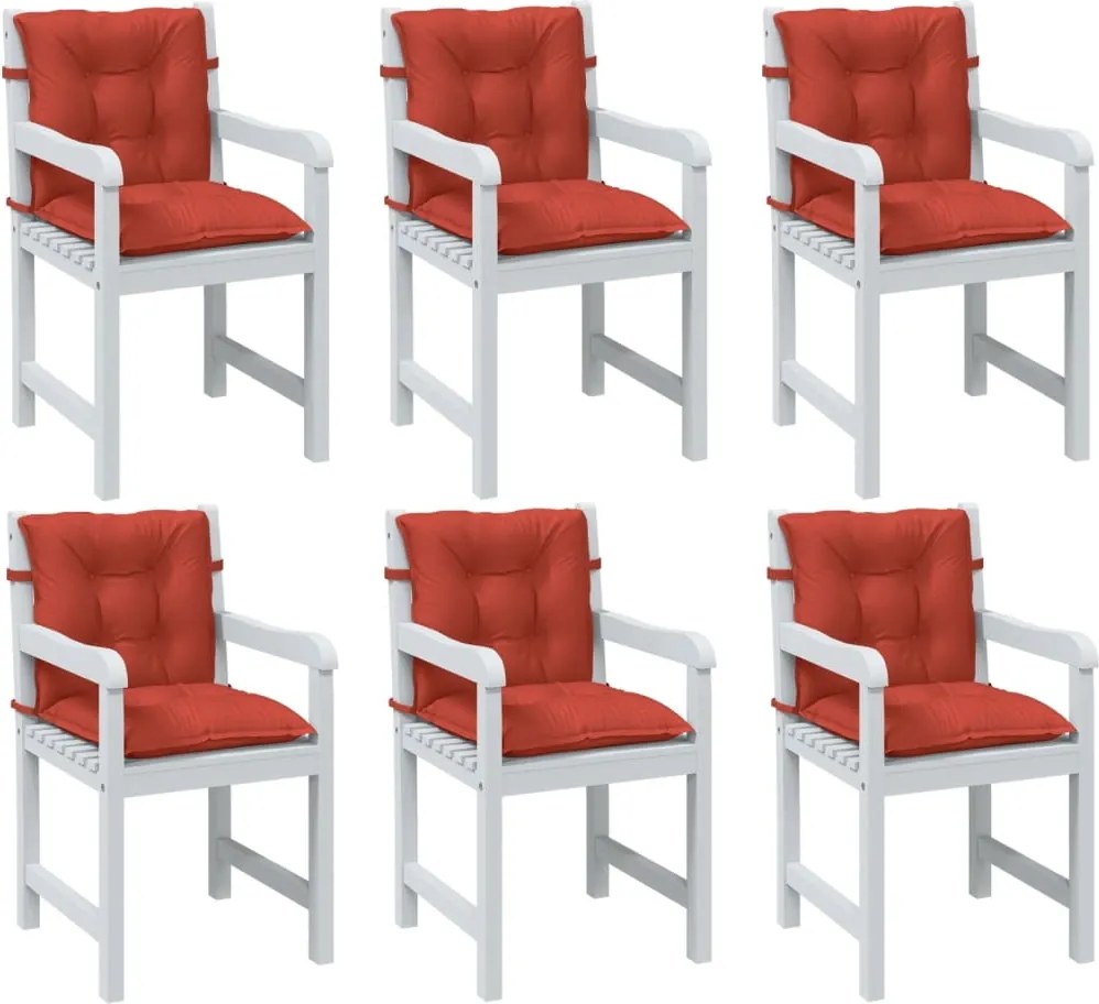 vidaXL Almofadões lombares p/ cadeiras 6pcs mesclado tecido vermelho