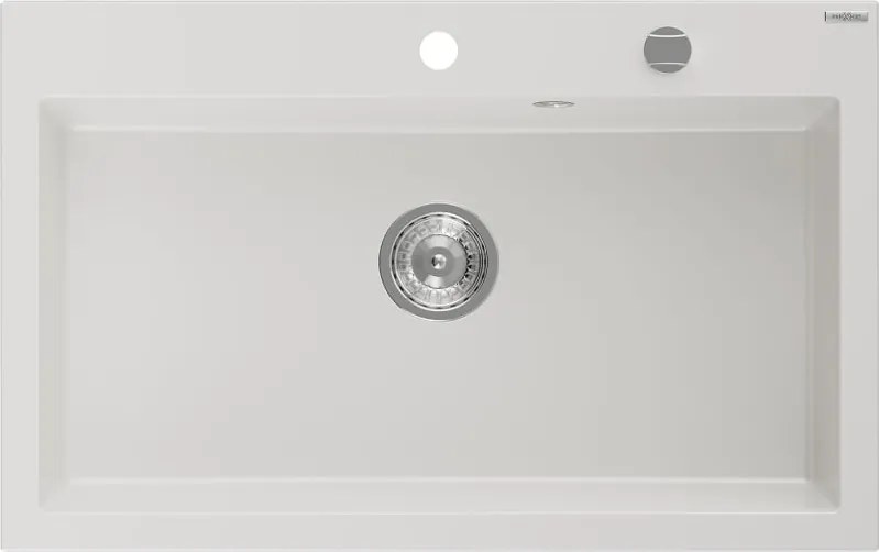 Mexen Elix lava-loiça de granito de 1-bacia 800 x 500 mm, branco, sifão cromado - 6527801005-20