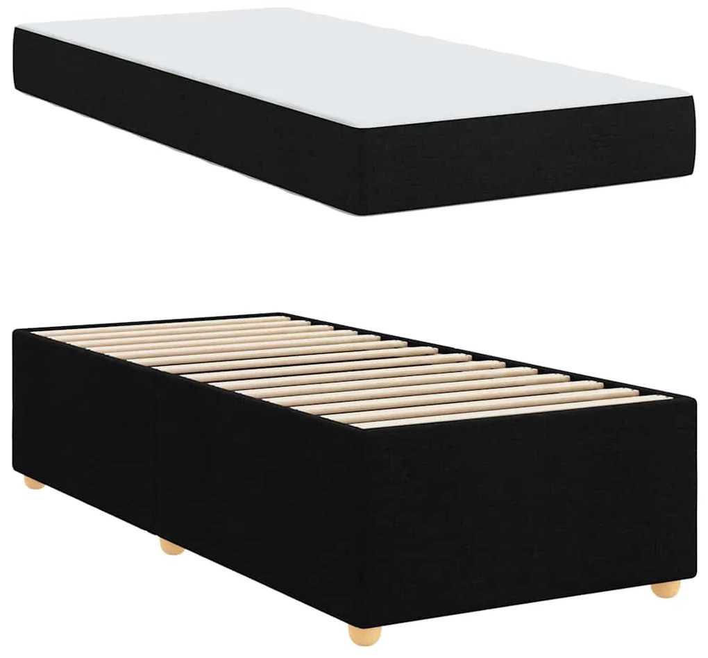 vidaXL Estrutura de cama com colchão Preto 100 x 200 cm tecido