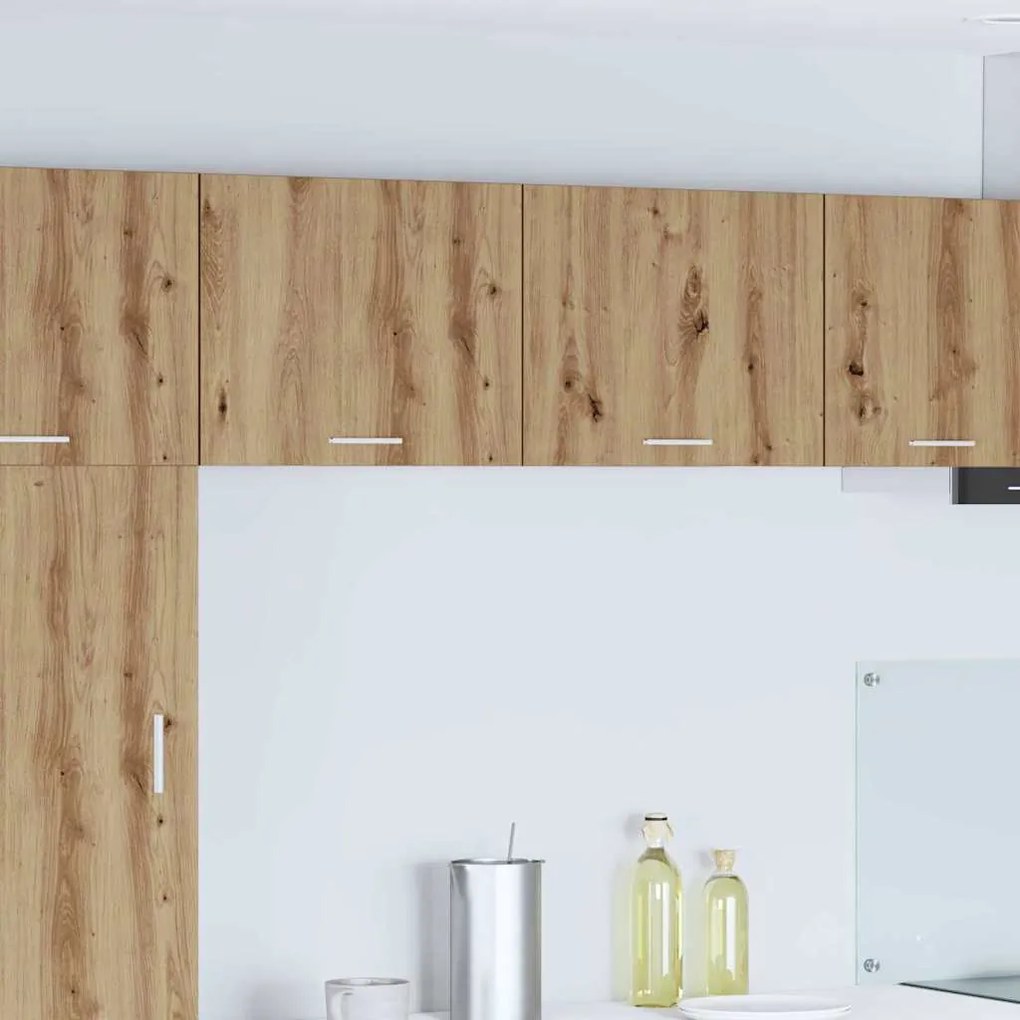 vidaXL Armário suspenso com porta 2 pcs Carvalho Artesanal e Branco