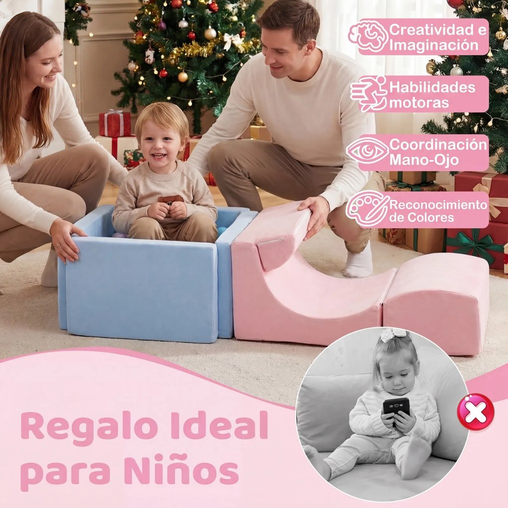 Conjunto de 2 Blocos Infantis de Escalada e Piscina de Bolas (BOLAS NÃO INCLUIDAS), 152 x 50 x 30 cm, Modulares, Multicolor