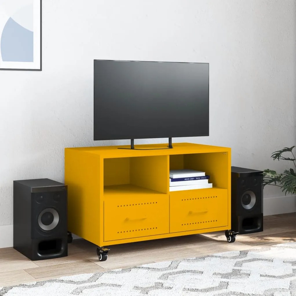 Móvel de TV 68x39x43,5 cm aço amarelo mostarda