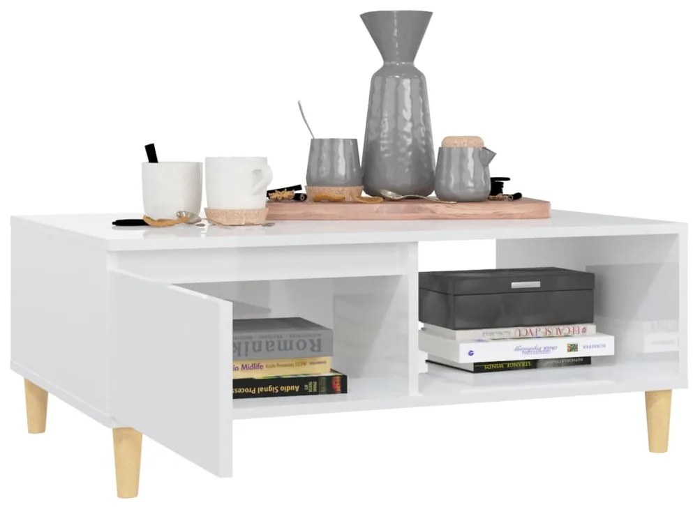 Mesa de centro 90x60x35cm derivados de madeira branco brilhante