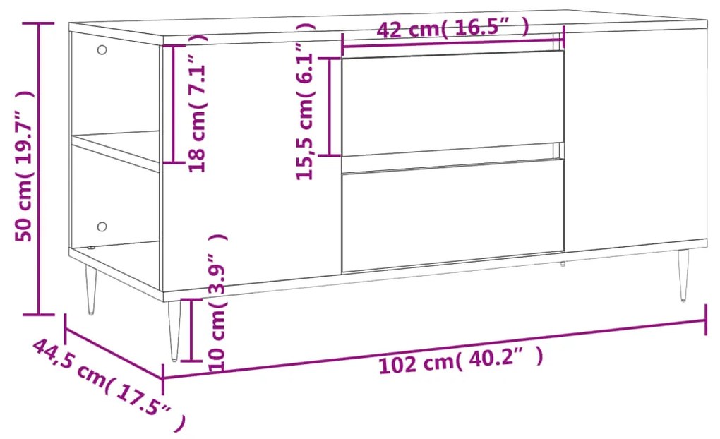 Mesa de centro 102x44,5x50 cm derivados de madeira preto