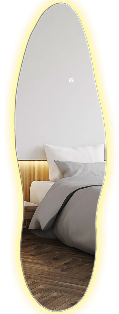 Espelho de Pé com Luzes LED 40x120 cm Espelho de Parede com Iluminação em 3 Cores Função de Memória e Controlo Tátil Transparente