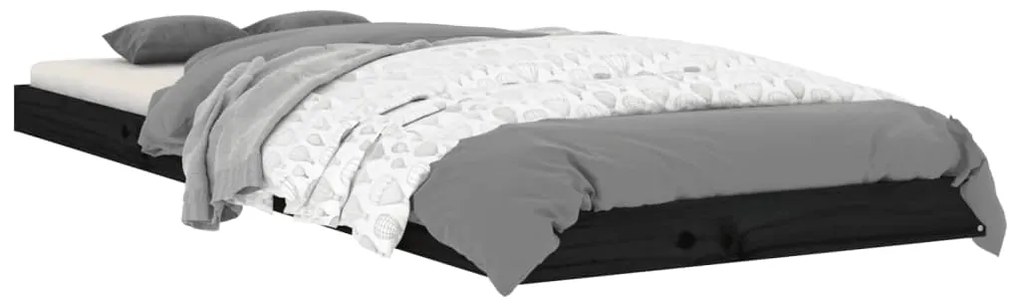 Estrutura cama de solteiro pequena 75x190 cm pinho maciço preto