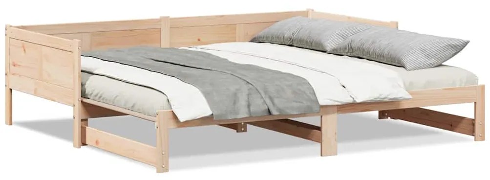 Cama de Dia Extensível 90x200 cm de Madeira Maciça de Pinho