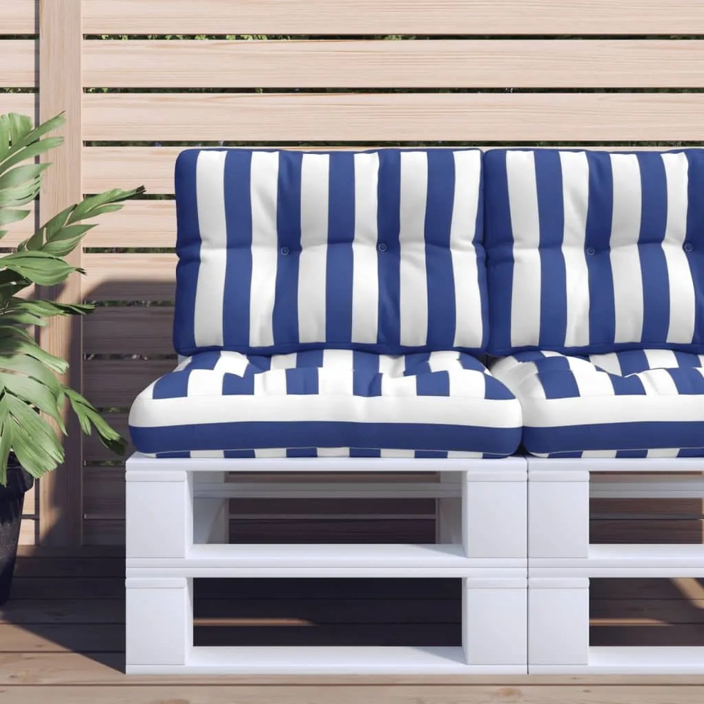 Almofadões p/ móveis de paletes 2 pcs tecido riscas azul/branco