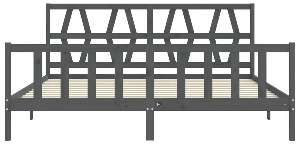 Estrutura de cama com cabeceira 200x200 cm madeira maciça cinza