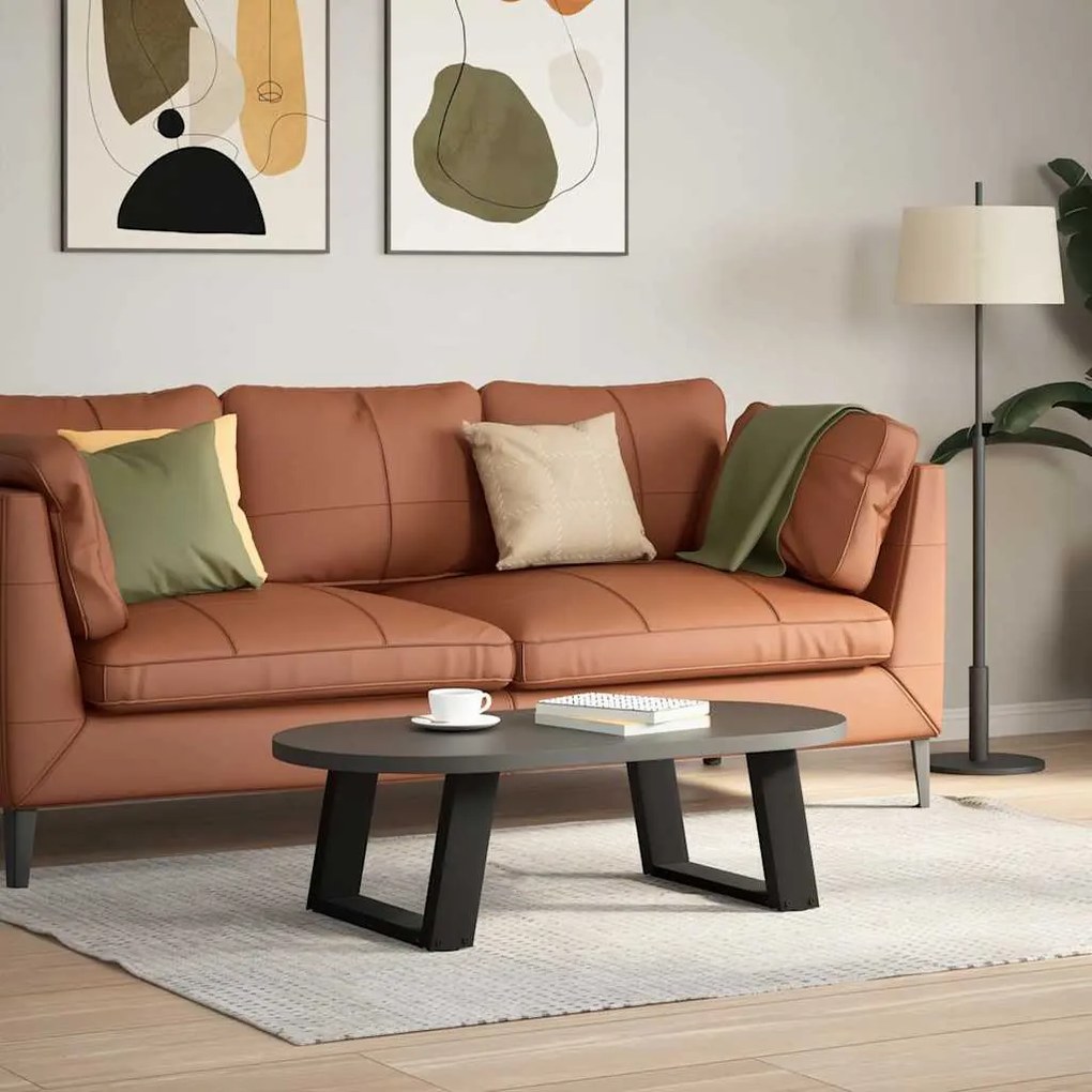 Pés para mesa de centro em formato de U, 2 peças, preto, 40x(30-31) cm
