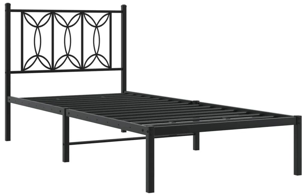 Estrutura de cama com cabeceira 80x200 cm metal preto
