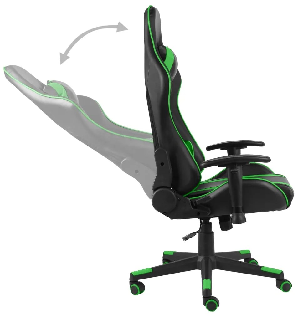 Cadeira de gaming giratória PVC verde