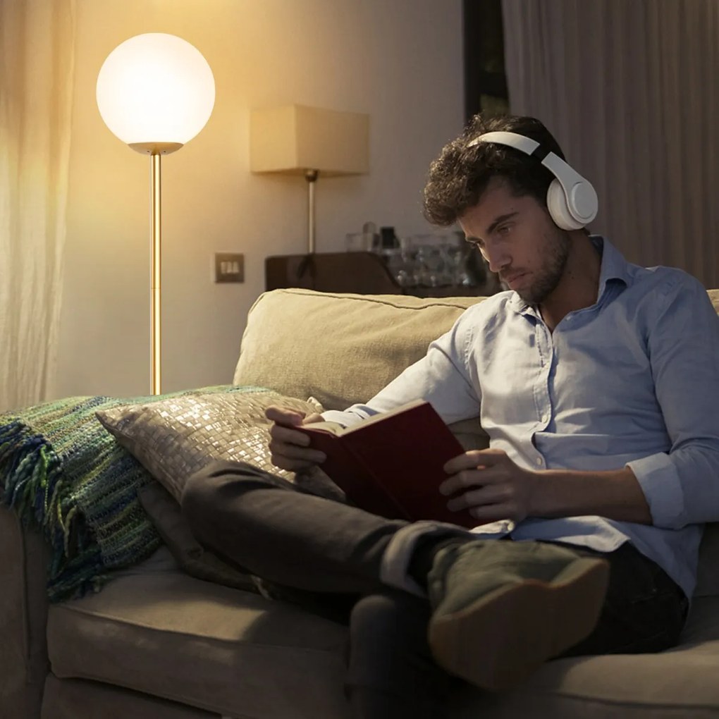 Candeeiro de pé moderno 165 cm com abajur de vidro e base pesada Interruptor de pé Luz decorativa dourado