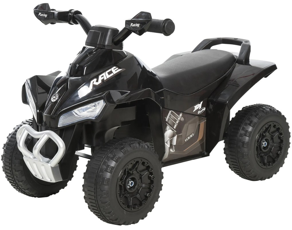 HOMCOM Quadriciclo para Crianças Carro Andador Infantil com Luzes e Música Desenho Inovador Carga 20kg 67,5x38x44 cm Preto
