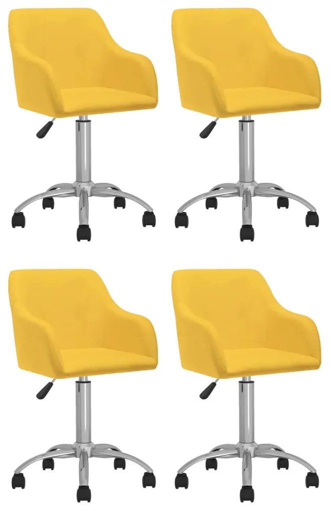 3089759 vidaXL Cadeiras de jantar giratórias 4 pcs tecido amarelo