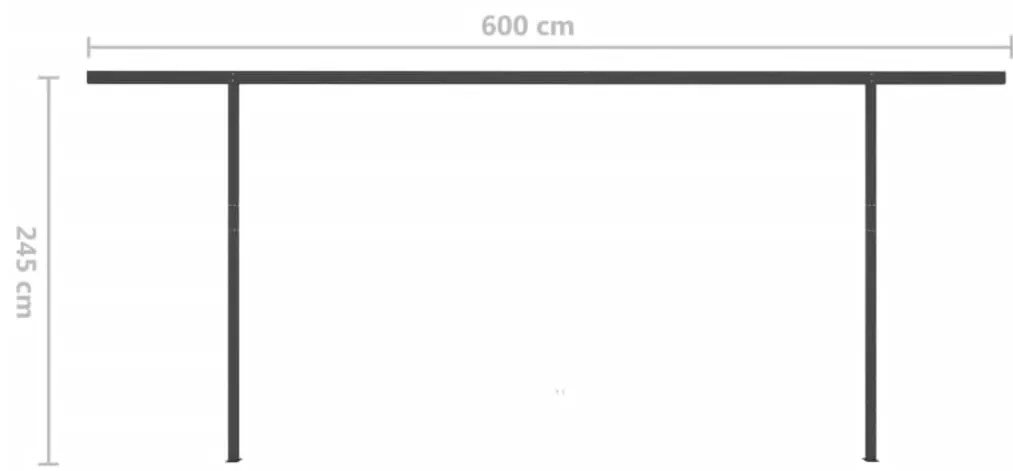 Toldo retrátil manual com LED 6x3 m amarelo e branco